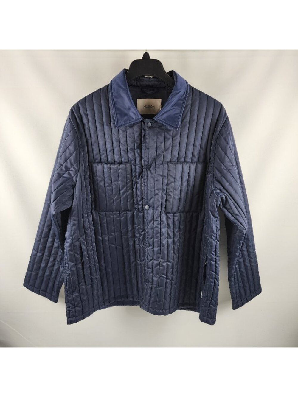 Hudson Shacket Men 2XL Blue Vertical Quilted Shirt Jacket NWT